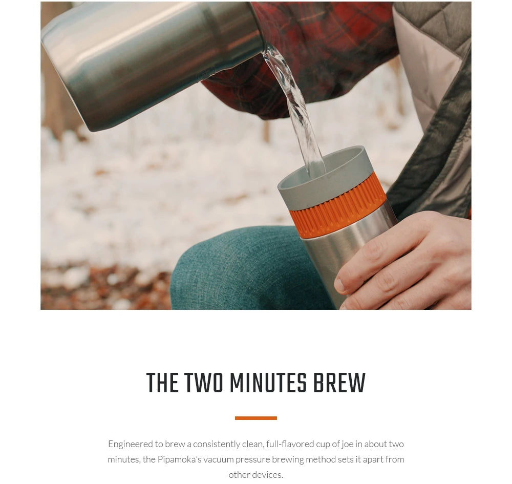 Pipamoka – All-in-One Portable Coffee Maker | Vacuum Pressure Brewer with Insulated Travel Mug