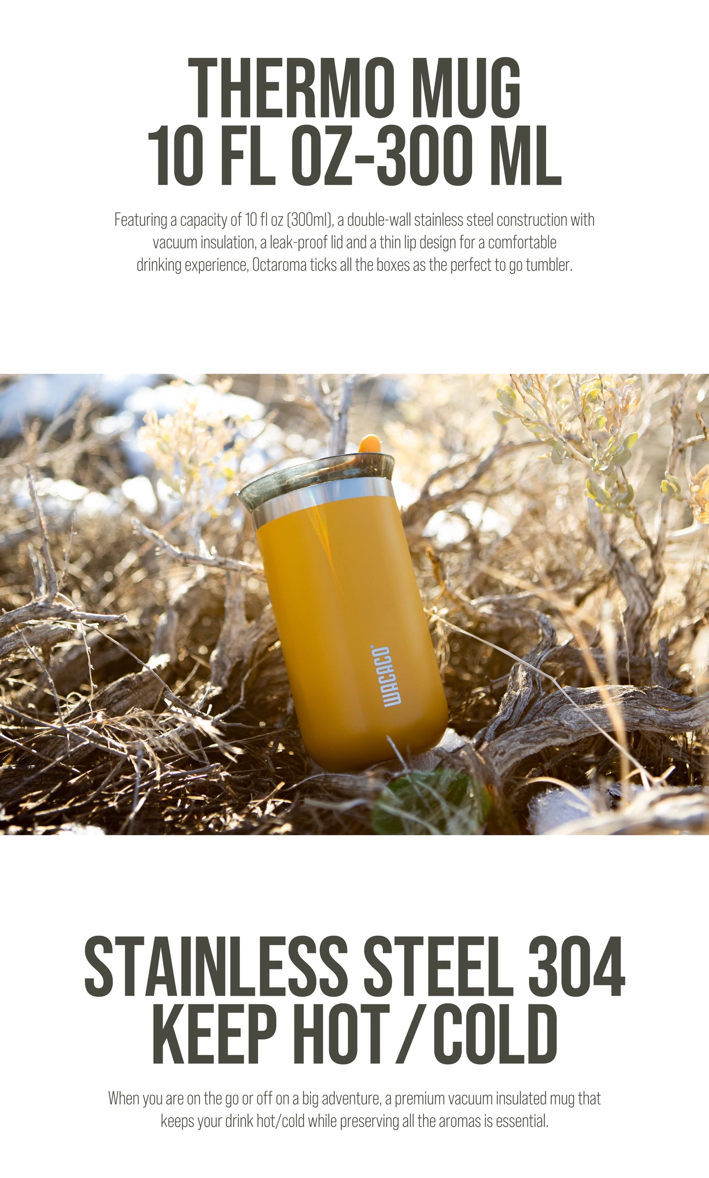 Octaroma – Vacuum Insulated Travel Mug | Double-Wall Stainless Steel, 6/10/15 oz