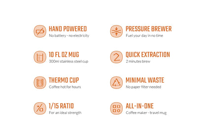 Pipamoka – All-in-One Portable Coffee Maker | Vacuum Pressure Brewer with Insulated Travel Mug