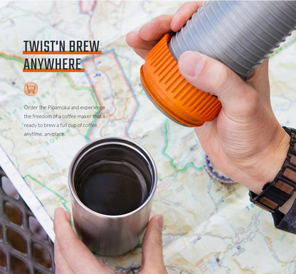 Pipamoka – All-in-One Portable Coffee Maker | Vacuum Pressure Brewer with Insulated Travel Mug