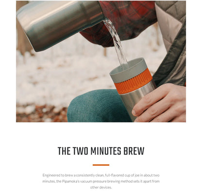 Pipamoka – All-in-One Portable Coffee Maker | Vacuum Pressure Brewer with Insulated Travel Mug