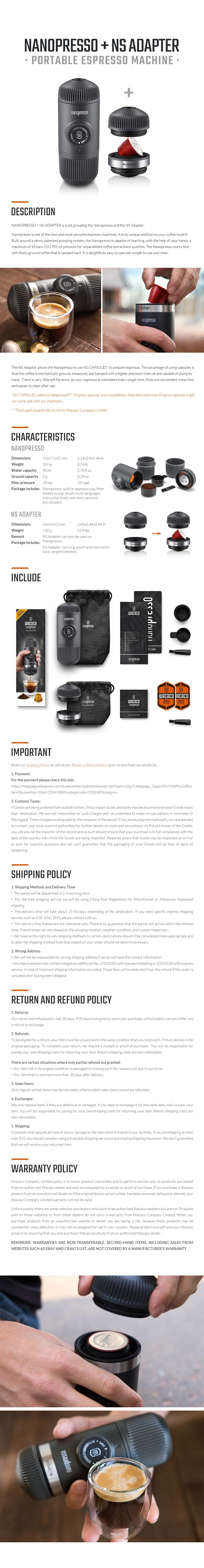 Nanopresso + NS Adapter – Compact Travel Espresso Maker | Enjoy Coffee On the Go