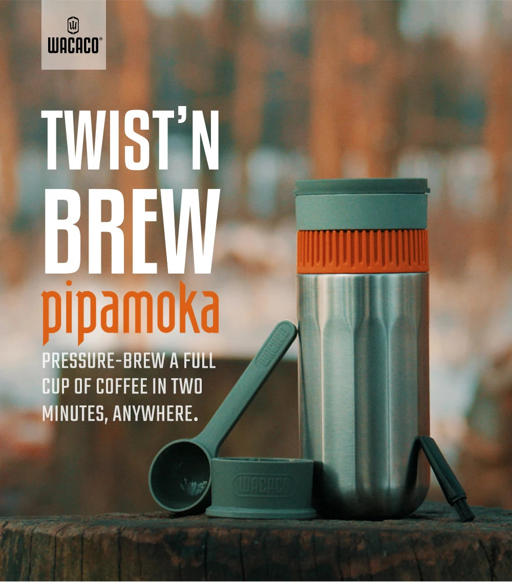 Pipamoka – All-in-One Portable Coffee Maker | Vacuum Pressure Brewer with Insulated Travel Mug