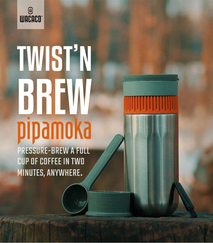 Pipamoka – All-in-One Portable Coffee Maker | Vacuum Pressure Brewer with Insulated Travel Mug